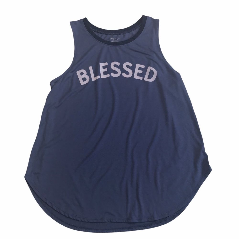 Zoe + Liv Blessed Dusty Blue Tank Top Sz XXL